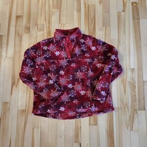 LL Bean Red Snowflake Fleece Pullover Jacket Women's Size 1X